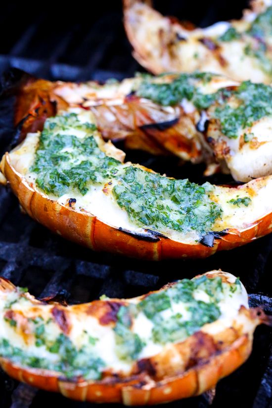 Grilled Lobster Tails topped with Herb Garlic Butter